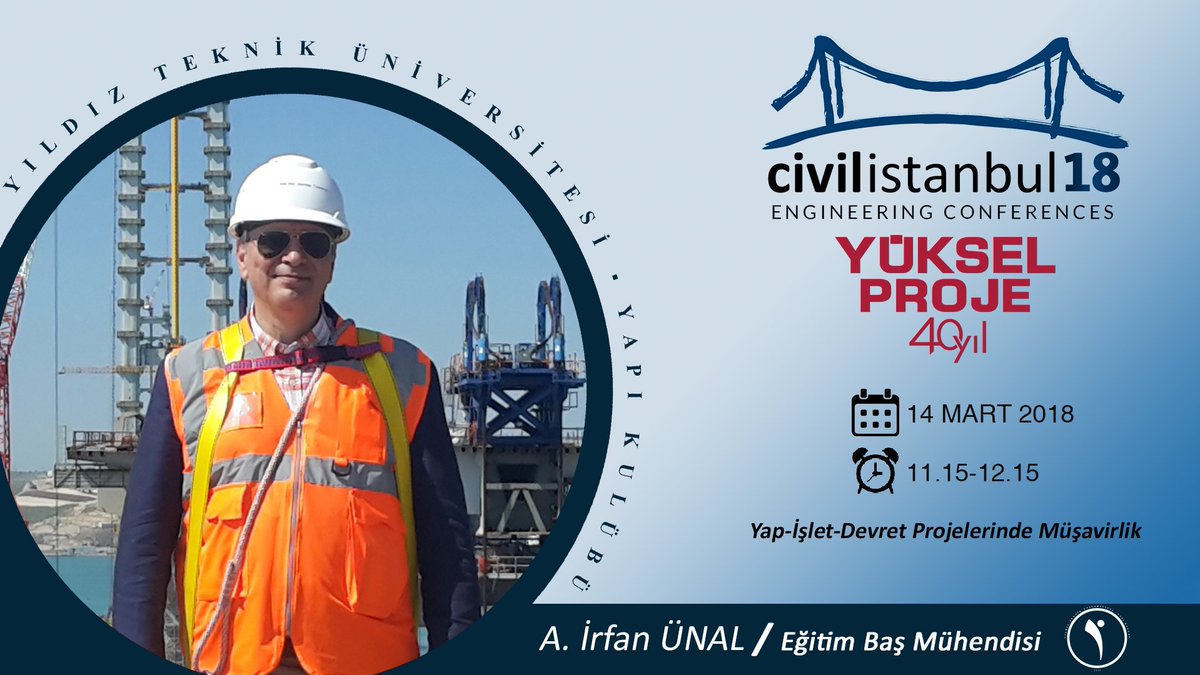 ytuyapikulubu's tweet photo. 7. Uluslararası Civil İstanbul Mühendislik Konferansları oturumları açıklanmaya devam ediyor!
Yüksel Proje-A.İrfan ÜNAL
"Yap-İşlet- Devret Projelerinde Müşavirlik"

#civilistanbul #ytuyapikulubu #surewecan https://t.co/ycJlyxpWuR