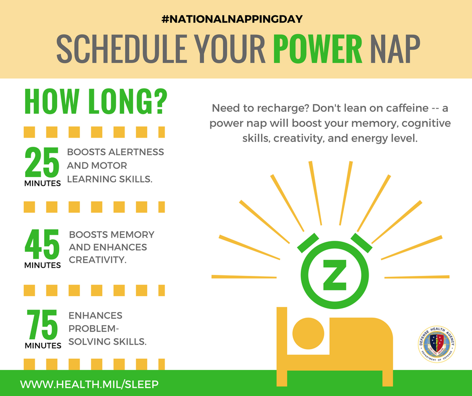 DeptofWar's tweet image. #DYK today is #NationalNappingDay? Power naps can help you recharge and boost memory. How do you get your 💤?
