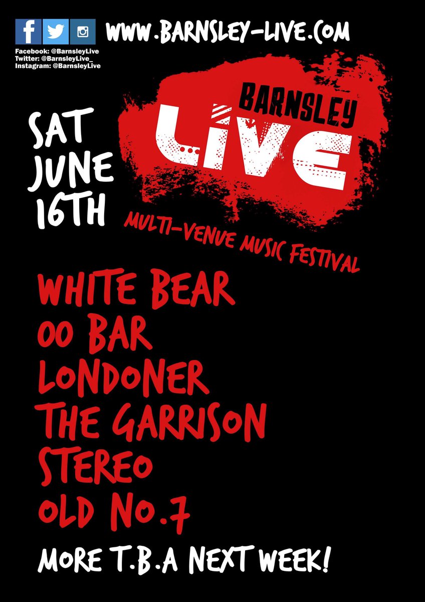 ⚡️⚡️ ANNOUNCEMENT ⚡️⚡️
We are pleased to announce the first 6 venues for Barnsley Live this year! #barnsleyisbrill