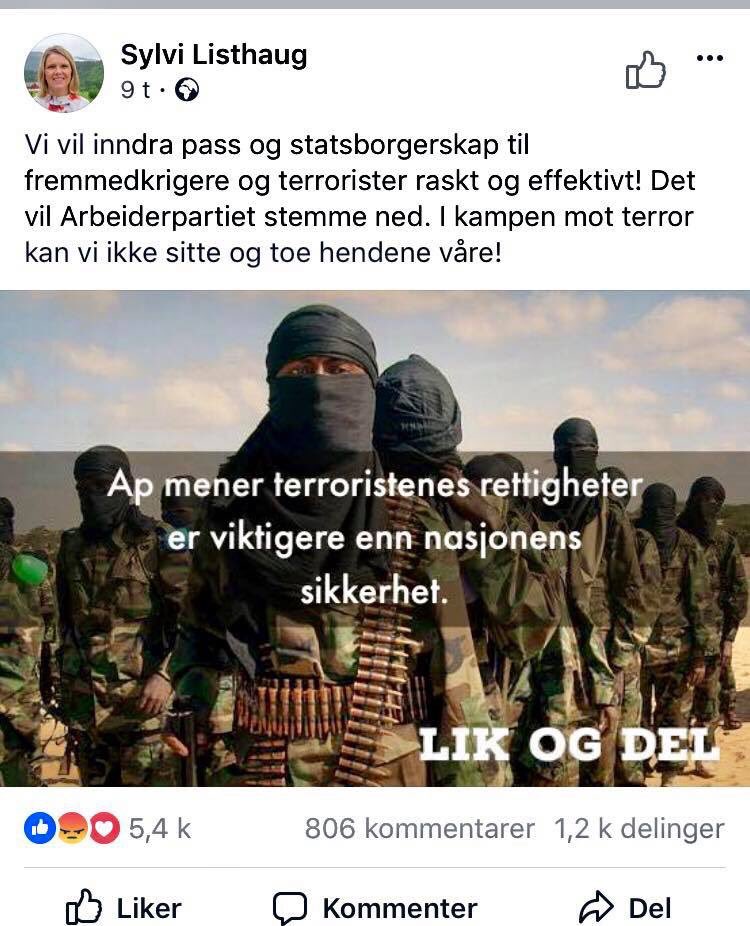 ManiHussaini's tweet photo. Hei @espenteigen og Sylvi Listhaug, la meg bruke et språk dere kan! Dette er NEDRIG og MOTBYDELIG! Skam dere! https://t.co/MykhobMmRy
