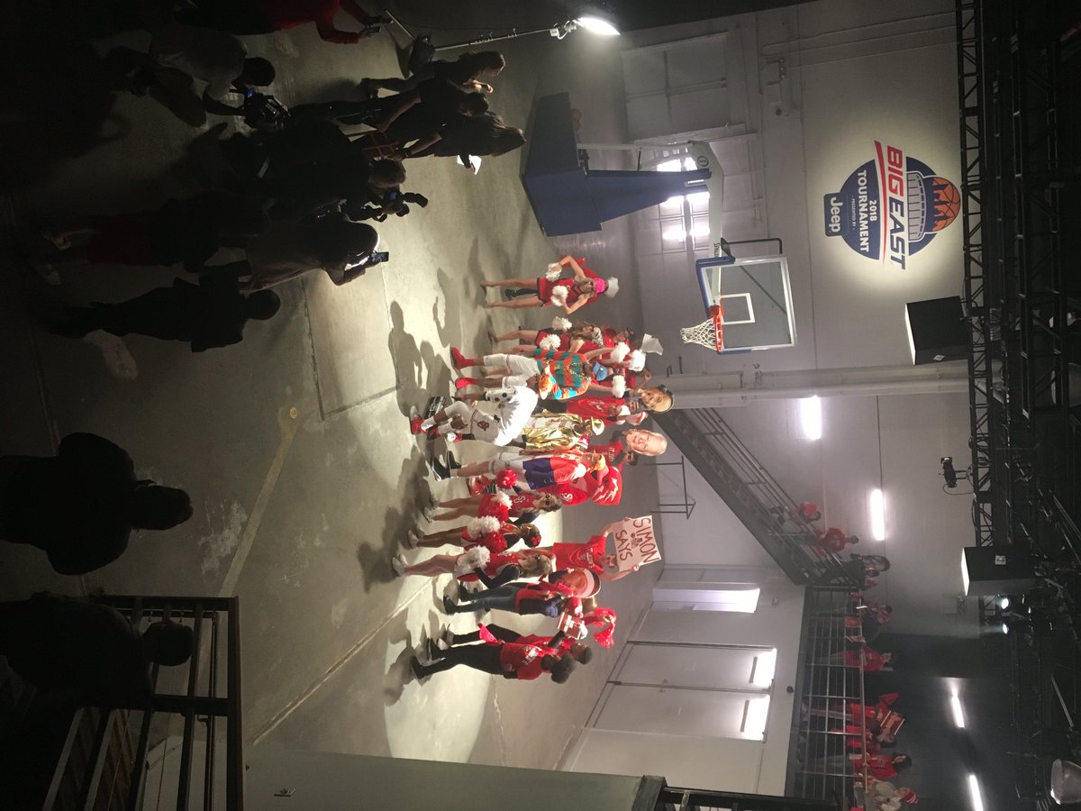 SIRStage37's tweet photo. The #BigEastTournament is underway at @TheGarden.  For part of its coverage of the event @FOXSports  has brought athletes, cheerleaders, and some fans to @SIRStage37 to tape profile segments about the teams who are competing! https://t.co/GQugWcelLp