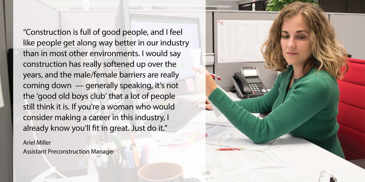 SkilesGroup's tweet photo. Friday’s WIC Week profile is focused on Ariel Miller, one of our assistant preconstruction managers – and she loves what she does. https://t.co/TodANClgHL
#2018WICWEEK #NAWIC #WomeninConstruction #WeAreSkilesGroup https://t.co/CVJVpdiaUE