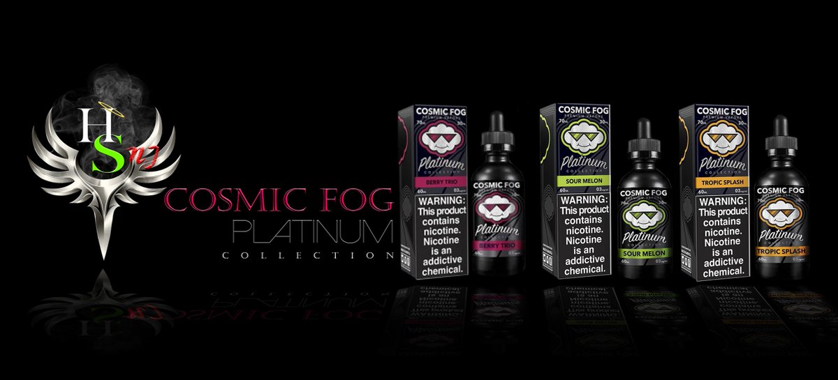 HolySmokesNJ's tweet photo. Cosmic Fog Platinum Collection is now in stock at holy smokes NJ with Berry Trio, Tropical Splash, and Soul Melon!  #holysmokesnj #hsnj #vape #vapenation #tropical #berry #melon https://t.co/v1bvleuYE8