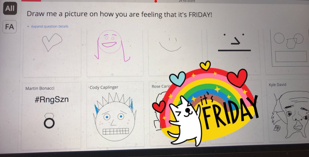 teachingtristan's tweet image. Using #GoFormative for a Friday quiz in #FinancialAlgebra!!! The last question to add a little fun into the day. The Ss using the drawing tool! #HappyFriday #SchoolIsReal