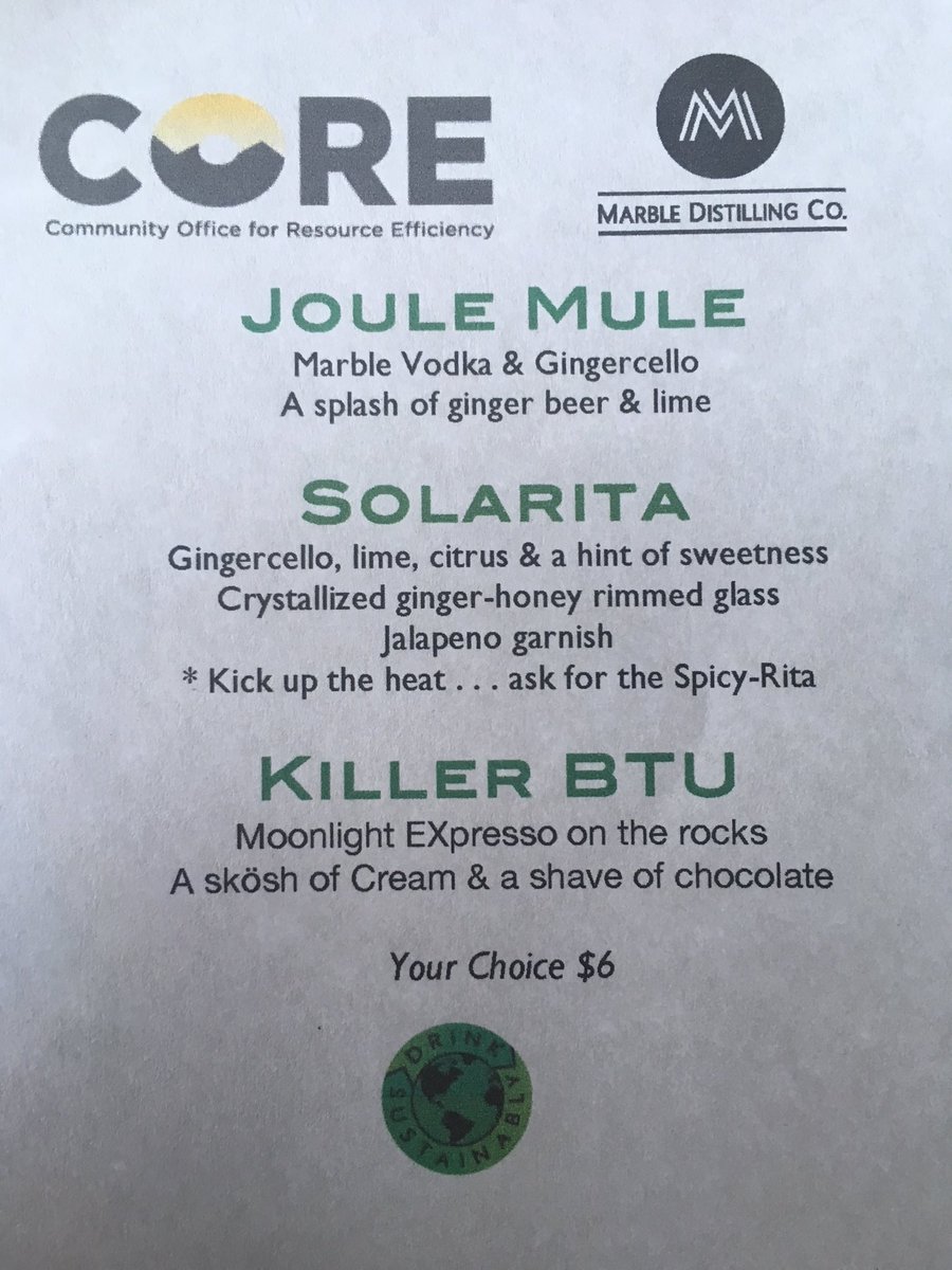 AspenCORE's tweet photo. When energy nerds get "behind" the bar. Thank you @MarbleDistillin & The Distillery Inn for a fantastic #Energy Innovation Happy Hour! #drinksustainably #liquidchange #Carbondale #Aspen https://t.co/3z03qyUFtw