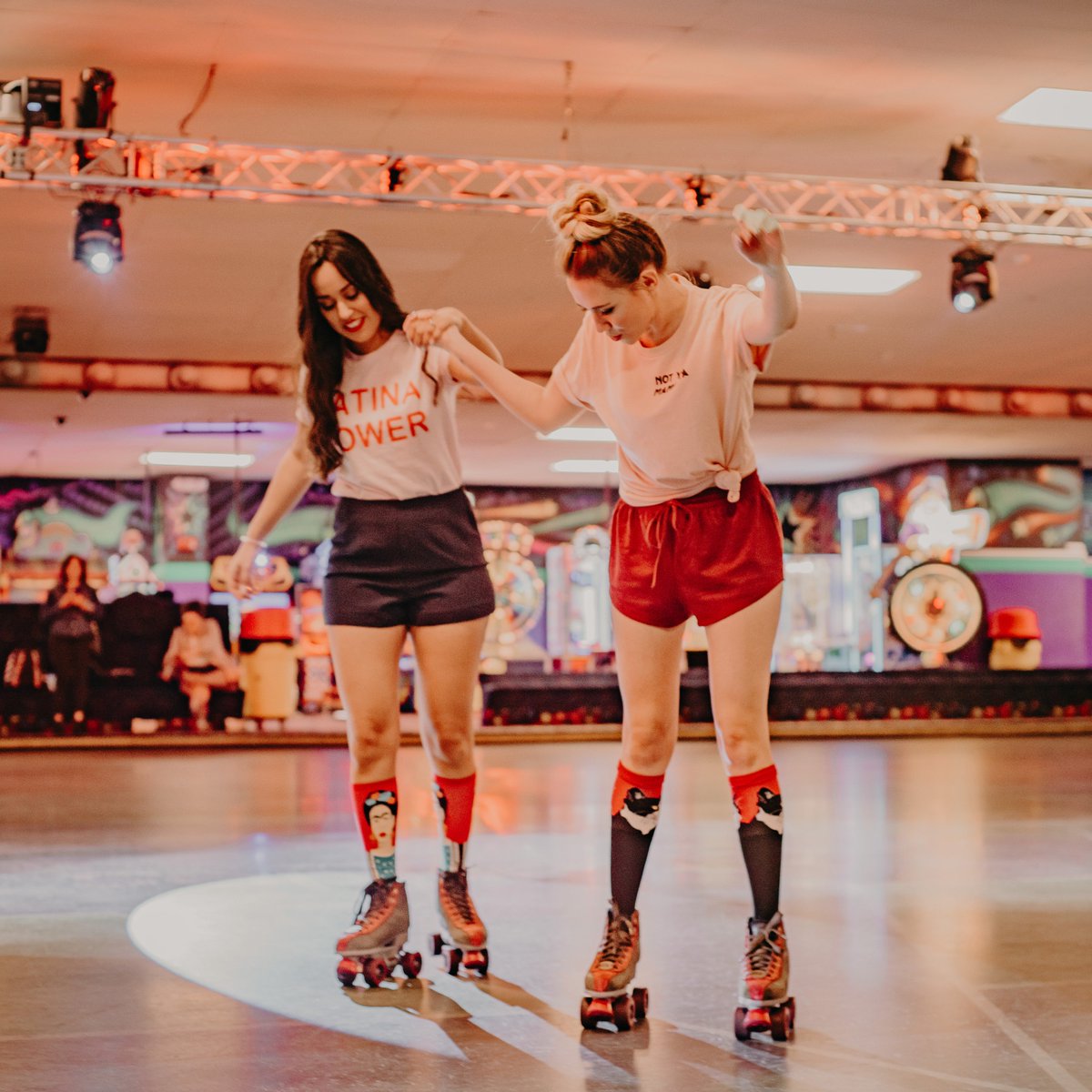 Socksmith's tweet photo. Congratulations on making it through the week! Let the good times roll! Photo Credit: Frykman Photography #funsockfriday #rollerskate #skatesocks #retrovibes #fridasocks #catsocks #kneehighs #noboringsocks https://t.co/afNRmLWd4e
