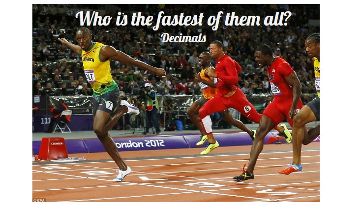 Mrsablund's tweet photo. Real Life tasks in #math ... Decimal Style #readingwritingandmath @CloughPikeElem @zearned @WestCler #decimals #data #Graphics @Olympics @bstockus #mtbos @ohioctm @NCTM #Time #inferencing #placevalue @usainbolt @swoctm1 #4thgrade https://t.co/fgVdwUUUyp