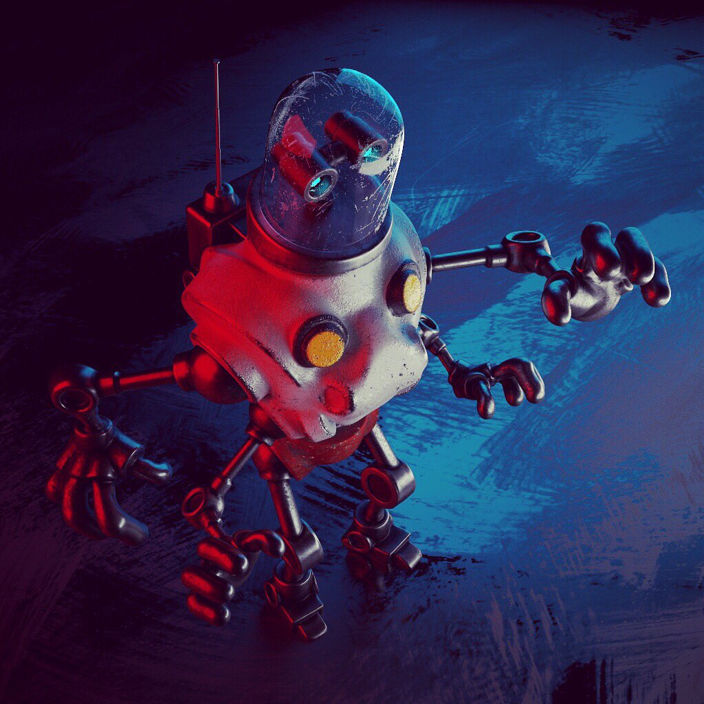 SteveTalkowski's tweet photo. #marchofrobots2018 Day 09 Sculpted in @OculusMedium retopo in @pixologic #zbrush materials and render in @autodesk @AdskMaya and @redshift3d on @AMD #Threadripper1950X + dual @NVIDIAGeForce 1080Ti GPU #mech https://t.co/ZVR3FcaROh