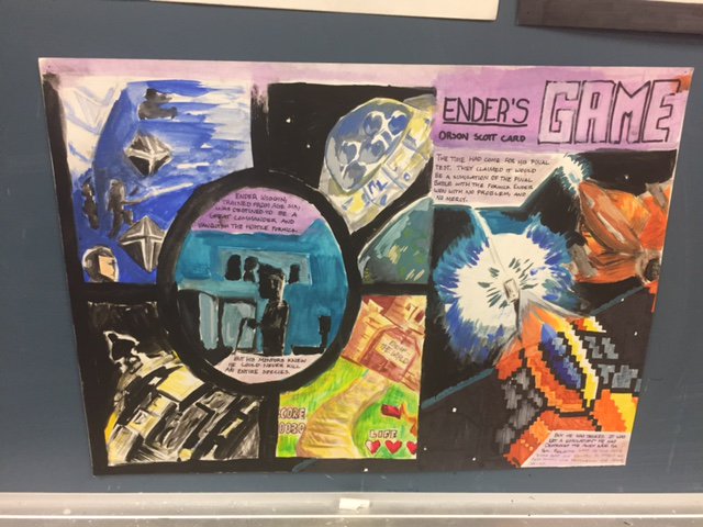 libraryldy37's tweet photo. #ReadingWithoutWalls
7th grade students from Gowana Middle School create a graphic novel representation of their RWW Challenge books. Amazing work!! https://t.co/Br3PxDp5zx
