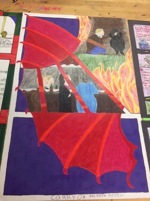 libraryldy37's tweet photo. #ReadingWithoutWalls
7th grade students from Gowana Middle School create a graphic novel representation of their RWW Challenge books. Amazing work!! https://t.co/Br3PxDp5zx