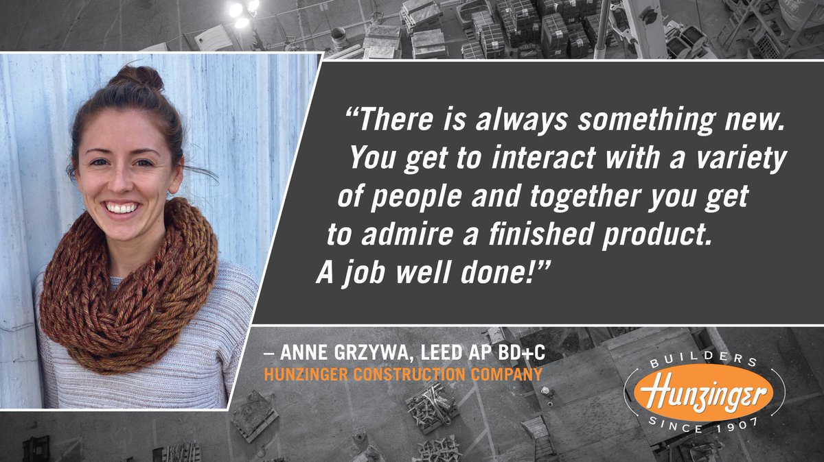 Hunzinger1907's tweet photo. To celebrate Women in Construction Week we want to feature our women in the field. Meet Anne Grzywa. She’s an Assistant Project Manager with Hunzinger Construction. She keeps herself busy donning her hard hat by day and instructing yoga by night. #2018WICWeek #WomenInConstruction https://t.co/64N8lkvxvK
