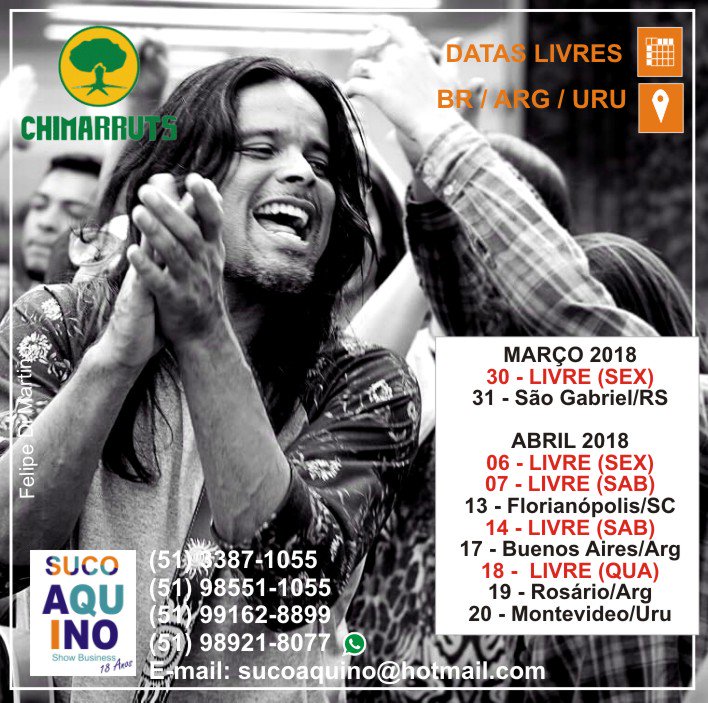 SucoAquino's tweet photo. #Chimarruts
(Felipe Di Martino)
#Sul
#Brasil
#Argentina
#Uruguay
#Show
#SucoAquino
#DatasComigo https://t.co/CovaA0Q2EE