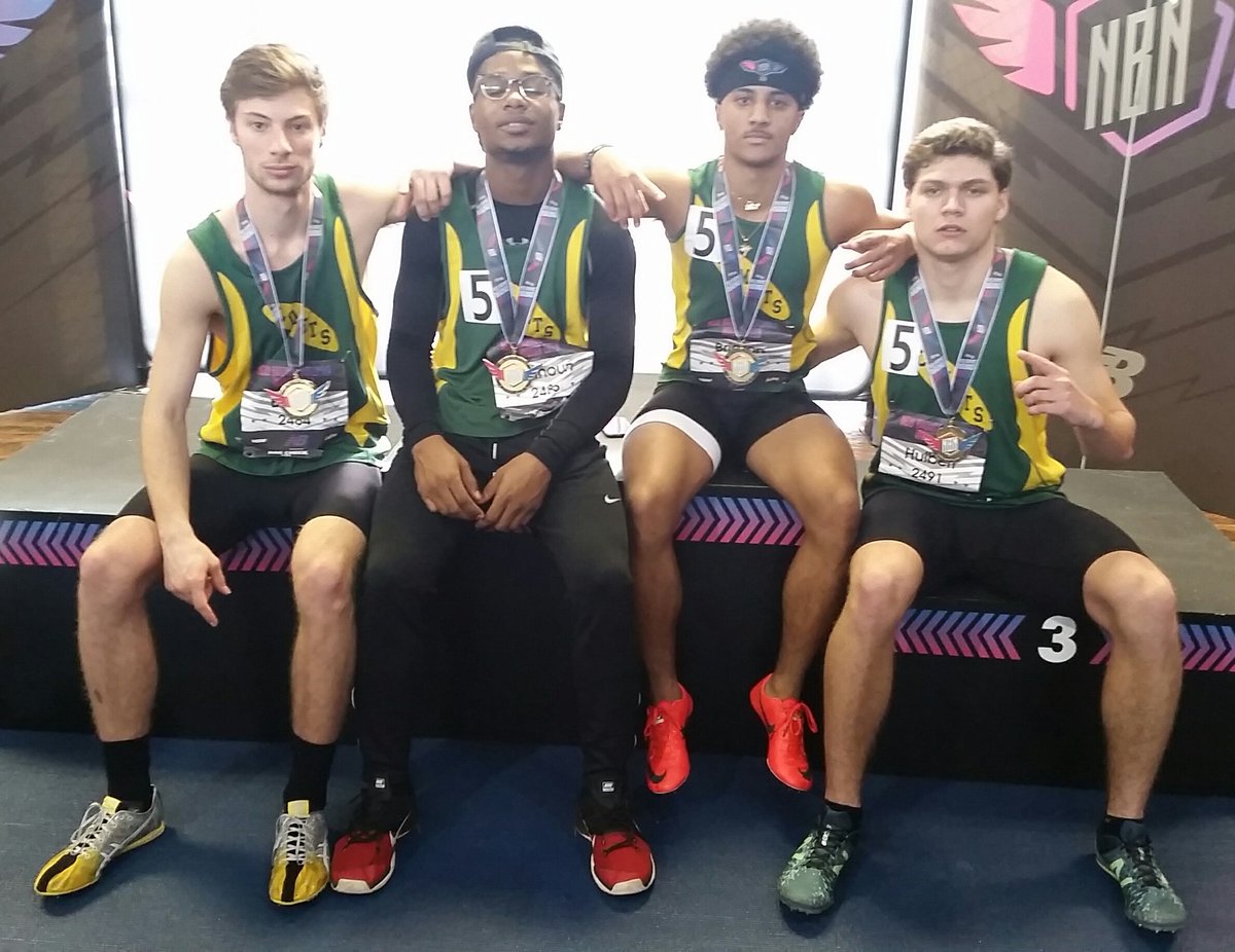coachdemay's tweet photo. What a way to start NBIN for RHT&amp;F w/ the boys winning the EE SMR 3:33.39, current US#5 and they did it from section 3 of 5! https://t.co/WzTgzJI9Dg