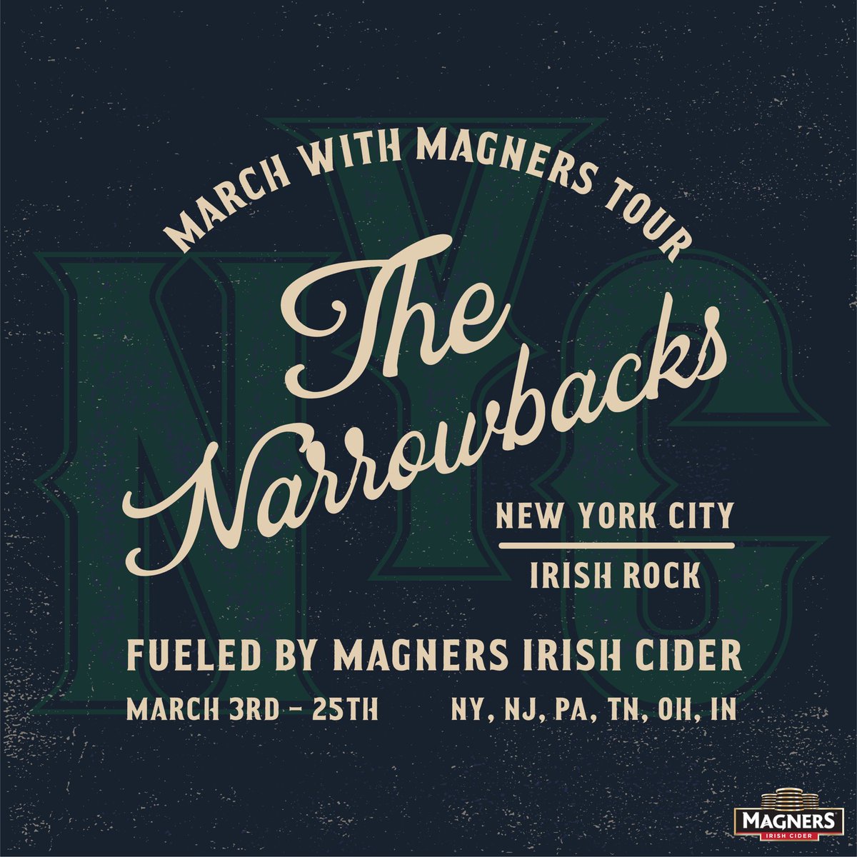 TheNarrowbacks's tweet photo. March with Magners Tour'. We're partnering with Magners Irish Cider as we hit the road this March - make sure to follow the journey on all @MagnersUS social channels! #magners #nyc #tour #narrowbacks #stpatricksday #fireitup https://t.co/wB6XUrFYRH