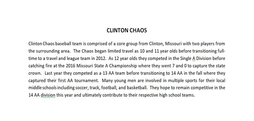 Big24msp's tweet photo. Meet today's BIG 24 Spotlight team, the 14AA Clinton Chaos! They will be in attendance at the May 4th Big 24 #playmsp #playUSSSA https://t.co/XHvUEUiOCY