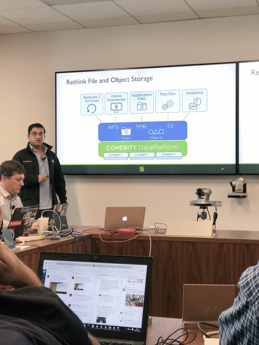 Cohesity's tweet photo. Staff engineer, Gaurav Garg, is live now to give an overview of the unique file &amp; object capabilities of Cohesity #SpanFS: https://t.co/sfpJcAhuyF https://t.co/exBzzy20UT