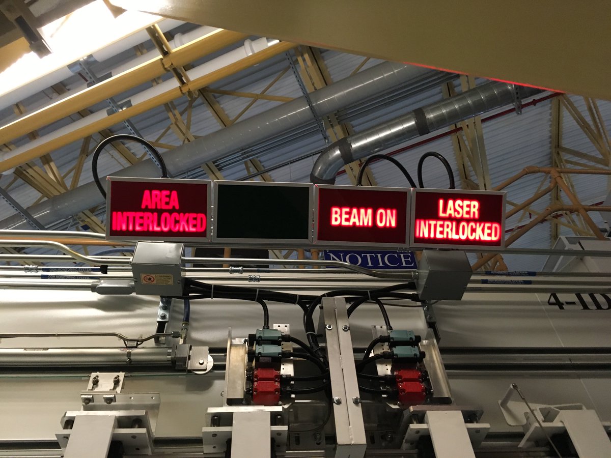 RandyHeadrick1's tweet photo. Studying pulsed laser deposition of oxide materials using x-rays #NSLSII @BrookhavenLab Photo of the warning signs over the hutch door. This is what it looks like when everything is working! https://t.co/iof1kt2u3Z