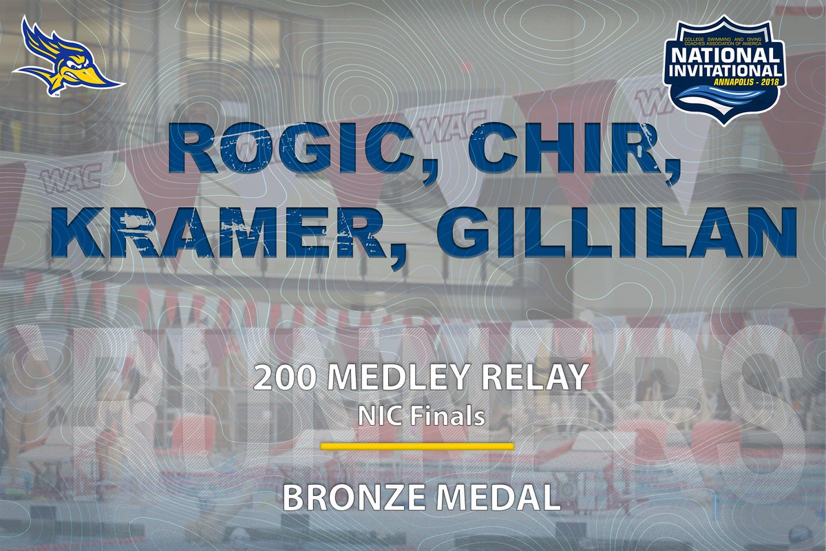 CSUBAthletics's tweet photo. #CSUBswim: The men's 200 medley relay did it again! This time, they finished third to earn the Bronze Medal! #allrunners #WACsd https://t.co/iPKS0CL0O4