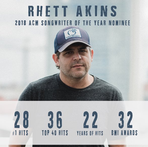 #Rhettro spent 8 weeks at #1 in 2017, making it his 8th consecutive year of uninterrupted chart success🙌🏻👏🏻 @RhettAkins #ACMAwards