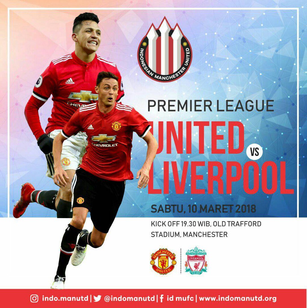 SUPER BIG MATCH
PREMIER LEAGUE 
Vs Liverpool
Sabtu, 10 Maret 2018
Start :19.00 WIB
At Lmpriet coffe
Join us
#GGMU