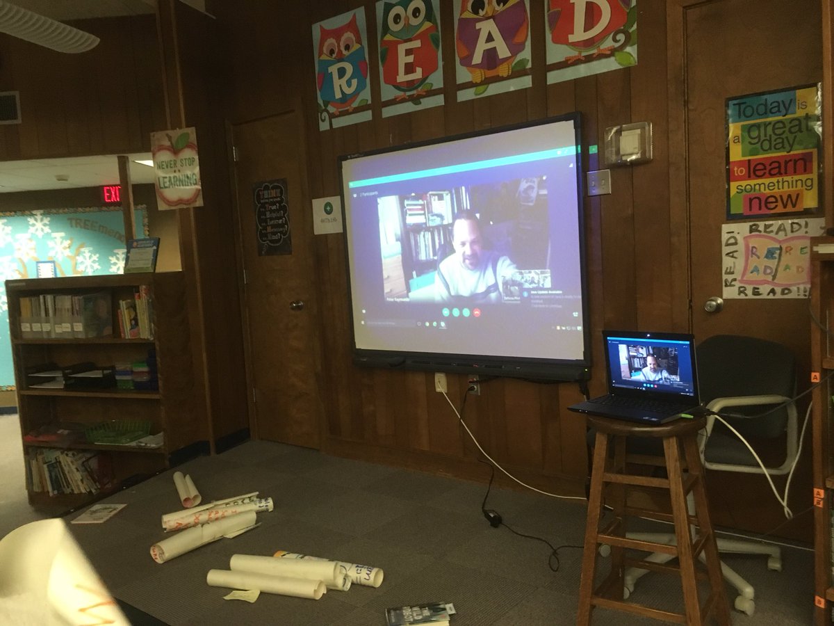triciapfeil's tweet image. 3rd grade Skyping with Peter Raymundo, author of Third Grade Mermaid. He spoke about his time animating for Disney and the process of being a author. So fun! @SASD_SalfordHil #sasdnext #skypeintheclassroom