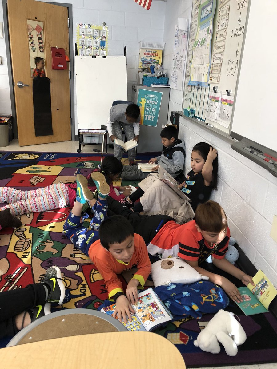 MsHartman3's tweet photo. Our third graders worked SO hard on their ECART reading test. A much earned DEAR and pajama day! https://t.co/MHJKxgRH9F
