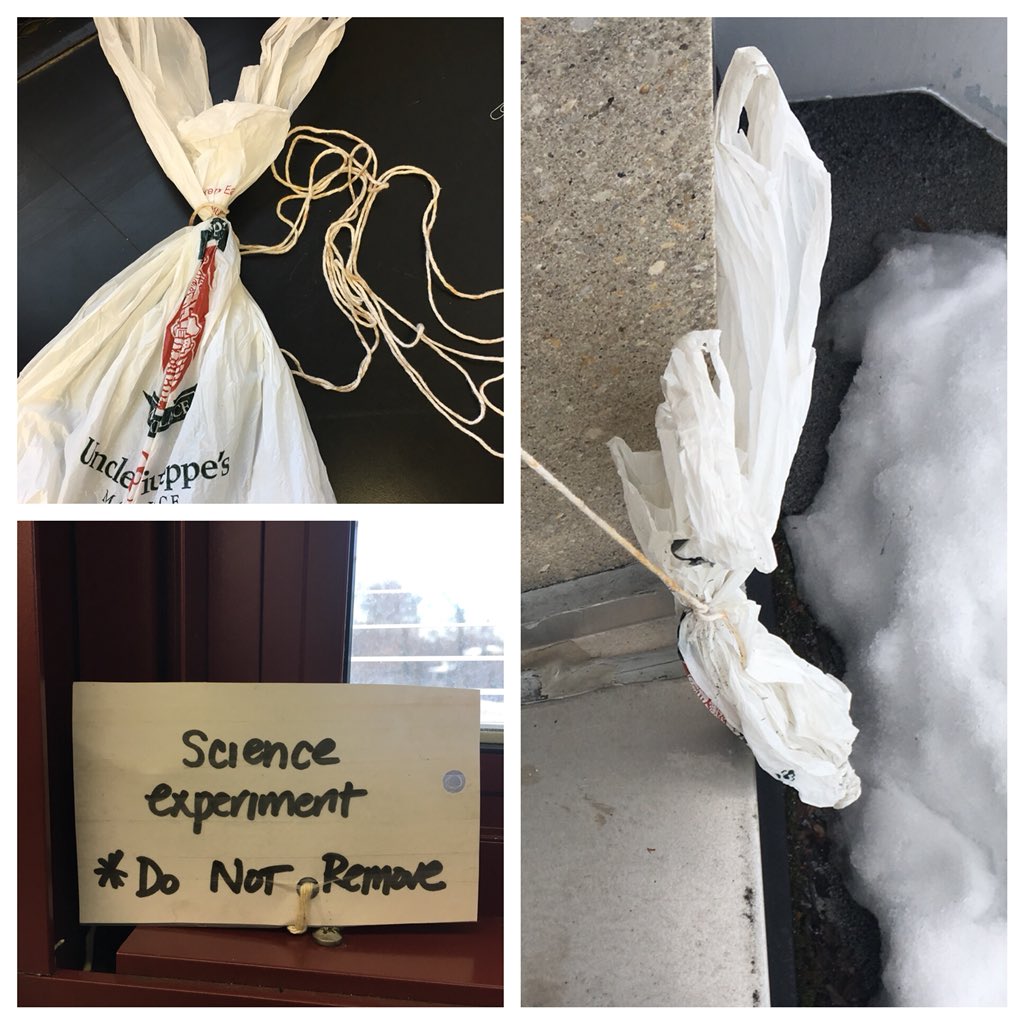 Wondering why single-use bags were banned from Suffolk county?  Polyethylene plastic can’t biodegrade.  Testing it during our chemistry unit.  70 days so far...  #plasticpollution #chemistrylab <a href="/SCSD_GMS/">Great Hollow MS</a>