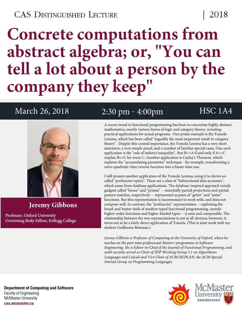 casmcmaster's tweet photo. CAS Distinguished Lecture featuring Jeremy Gibbons, March 26,
2:30pm - 4pm HSC1A4 https://t.co/ApDsQqLrkT