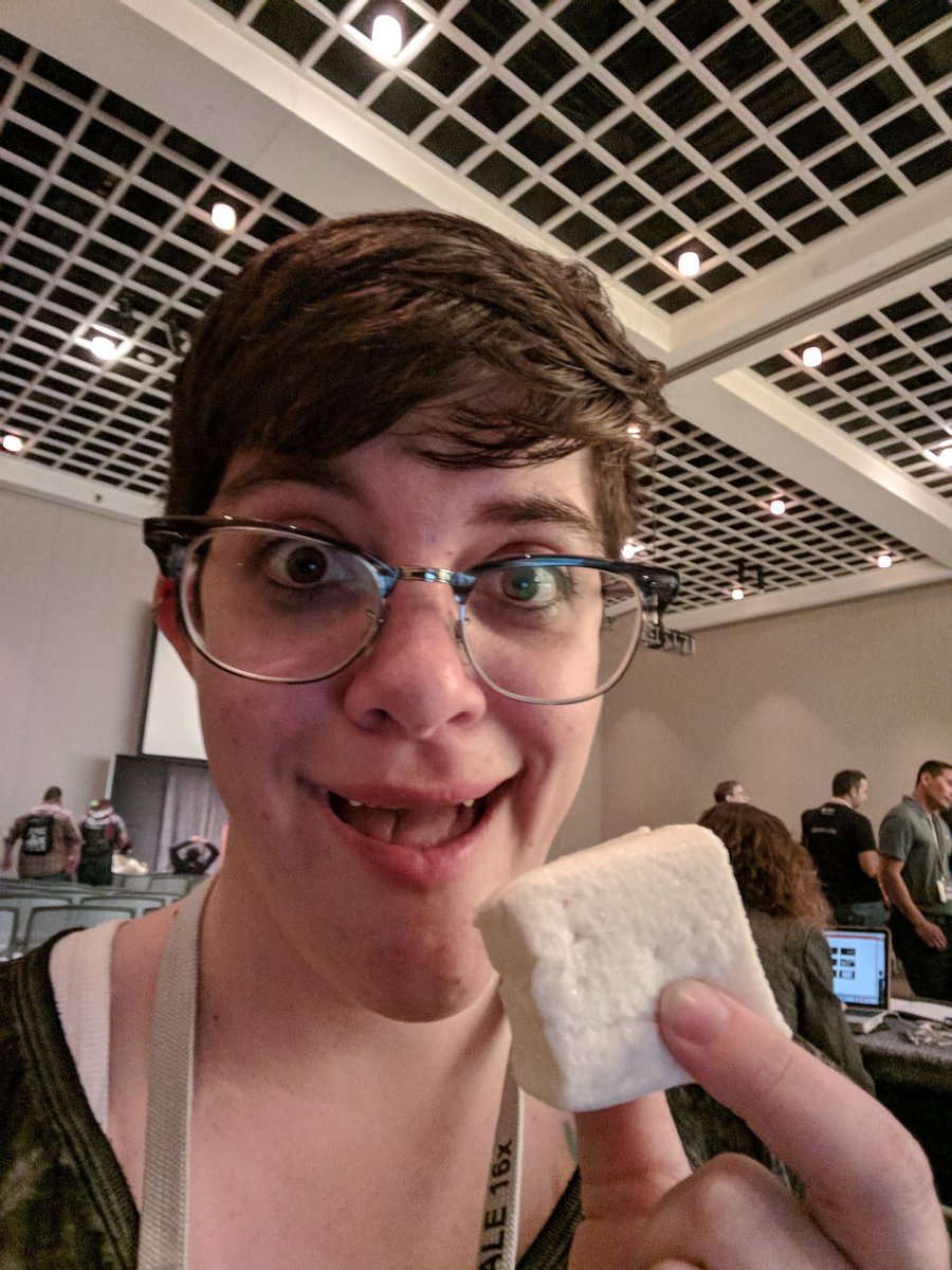 TheKaterTot's tweet photo. Went out for lunch #Scale16x #DevOpsLA and found giant marshmallows. They're my best friends now. #nomnomnom https://t.co/TbgnlFNo2C