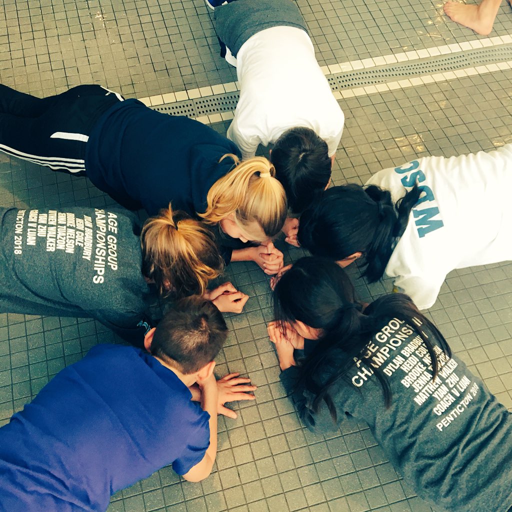 WinskillDolphin's tweet photo. #TierIChamps has begun! (Clockwise from bottom left) we have Matthew W, Heidi C, Brooke N, Dylan B, Jenna T, and Yinan Z representing the Dolphins all the way in Penticton! #gobigfins #goAGG #plankcircle #supersix #wdsc https://t.co/fYY4YrdAbm