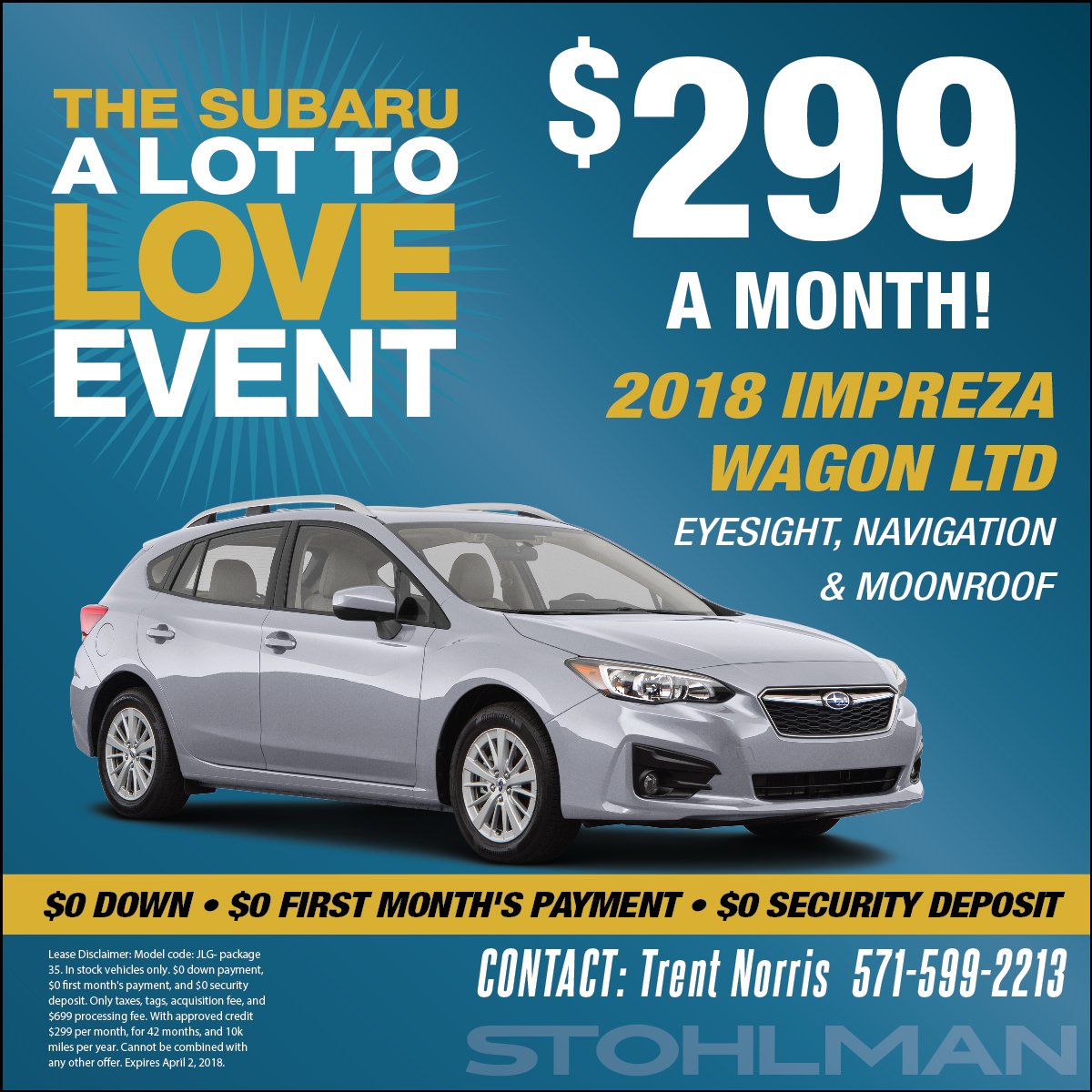 StohlmanAuto's tweet image. #Subaru deals in Sterling! Starting at $189/mo - head to Stohlman Subaru and drive home in a new Outback, Legacy, Impreza, or Forester! ow.ly/Le2b30iRcCE #sterlingva #subaru #lovesubaru