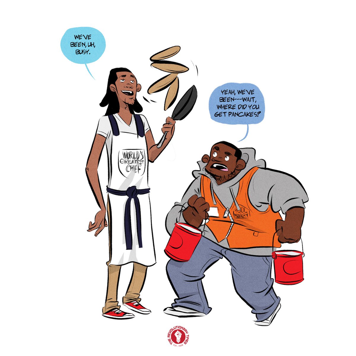 RevTimes's tweet photo. “Where have you guys been? Where’s the comics?! WHY’S IT TAKING SO LONG?!”
Life, dear reader. Life and jobs. And pancakes. New comic drops tomorrow. #webcomic #RevTimes https://t.co/eX2q7haQOv