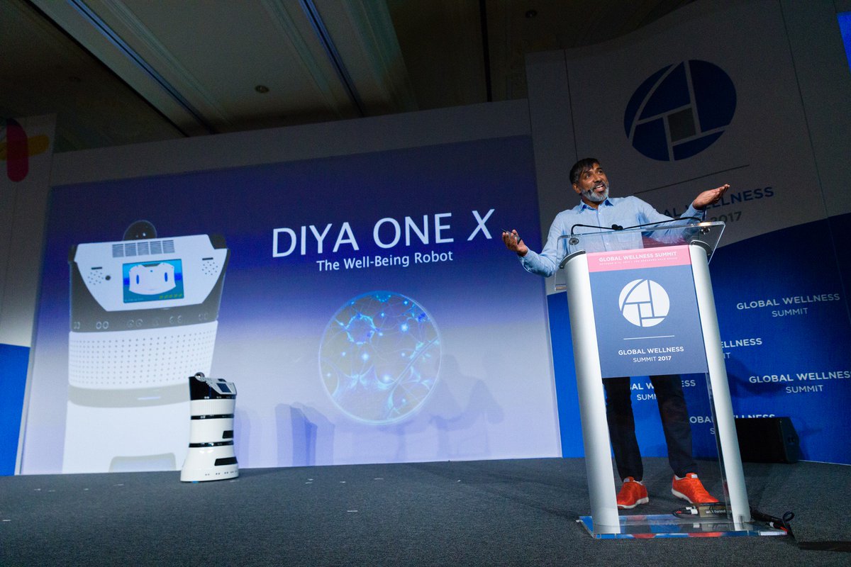Global_GWS's tweet photo. "Indoor air can be 10 times more polluted than outdoor air." @rameshcaussy, creator of @Diya_One #WellnessRobot that measures the indoor levels of air quality to support healthier environments. Discover the Wellness Robot --> https://t.co/yOt2eAdLsQ #SummitVideo #GWS2017 https://t.co/NIztCauQlj