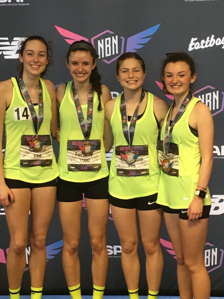 The FHS Girls 4x800 Relay Team finished 6th in the Emerging Elite Division of the New Balance Nationals held in the Armory in New York City. The girls on the relay team were Julia Fenerty, Kate Hartnett, Emma Clifford and Nicole Clermont.