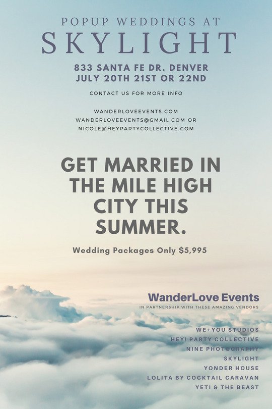 ninephotography's tweet photo. It's happening!  Get Married for $5,995 in Denver at Skylight with all the lovely details + venue + cocktails + photography + more.  SUMMER https://t.co/d86OgZeARi