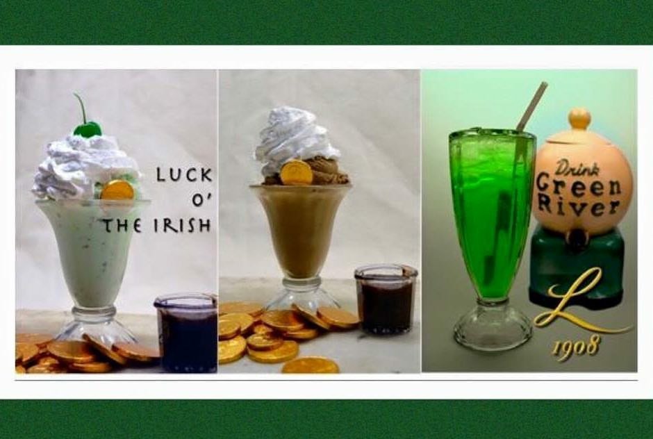 Lagomarcino1908's tweet photo. St. Patrick's Day is nearly here -- Feel the luck of the Irish with a sundae or green river from Lagos! https://t.co/IsfIXG9qZo