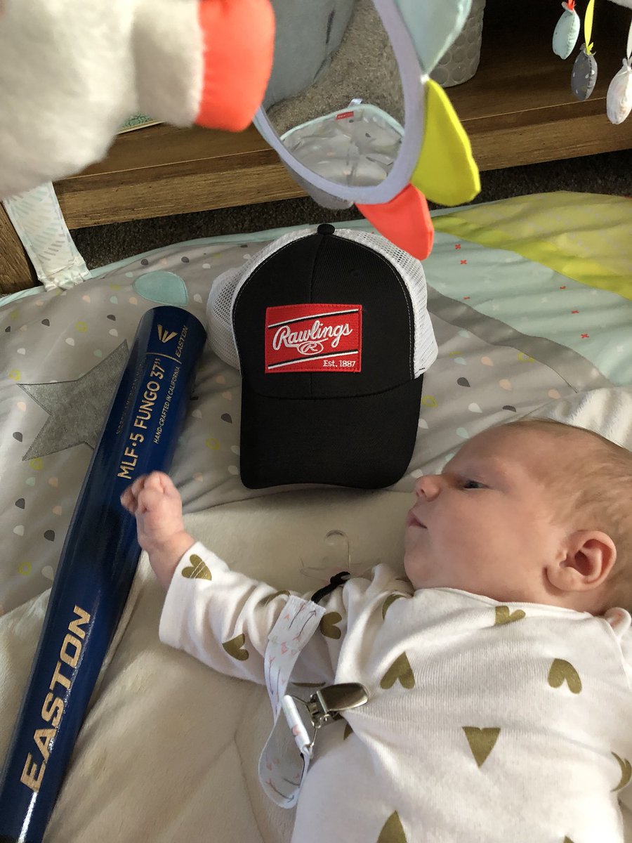 FCWBaseball's tweet photo. FC baseball’s newest fan is ready for the season to start Monday https://t.co/eNhu28wygd