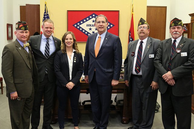 studentvets's tweet photo. VFW/SVA Fellow Jennifer and VFW members from Arkansas met with @JohnBoozman this week. We are grateful for his time and his continued work as part of @VAChair. #VFWDC2018 #VFWSVAFellows https://t.co/UVFV46IH5g