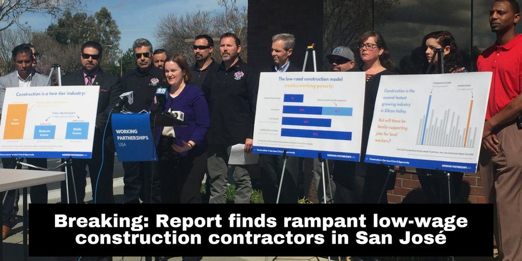 UALocal393's tweet photo. BREAKING: report finds Silicon Valley suffers from lack of middle-income construction jobs. Will San Jose City Council change that & require companies take "high road": compete based on quality not low wages? Take action: https://t.co/a3N1oKO0Kb #ResponsibleDevelopmentSJ #SanJose https://t.co/ENlZZKVG9t