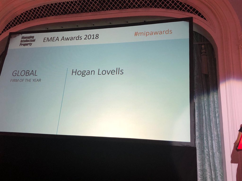 dsola's tweet photo. Well done to Stella Wong and #hoganlovells to win the MIP Global IP firm 2018 #MiPawards https://t.co/krCsb9ApLr