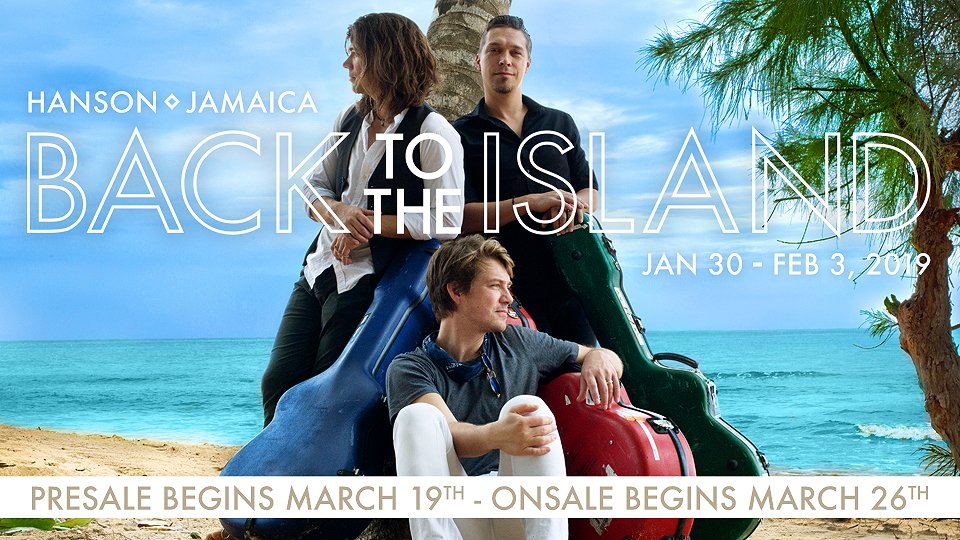 hansonmusic's tweet photo. Weโre heading back to Jamaica in 2019! The 7th Annual BTTI is happening 1/30-2/3, pre-sale starts 3/19 and tickets on sale 3/26th. See you at #BTTI19! https://t.co/3kgsECrFM5 https://t.co/CLyZIExr4E