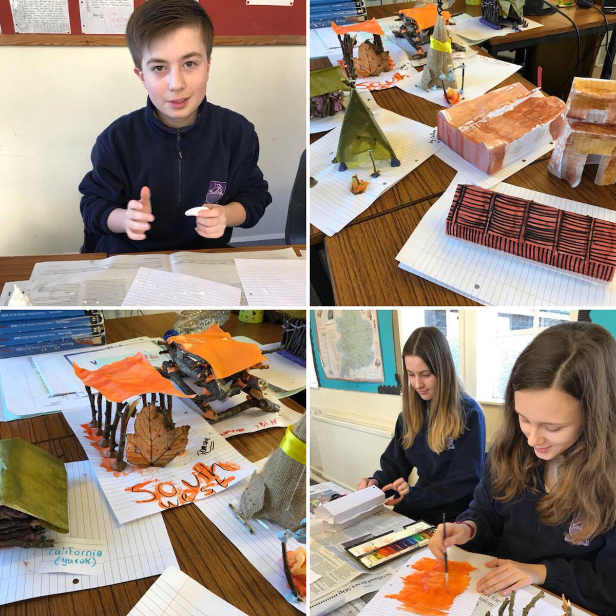 gordonstoun's tweet photo. This morning Year 9 constructed model Native American houses in history #educationthroughcreation #schoolhistory #buildinglearning https://t.co/YXt19qWH9f