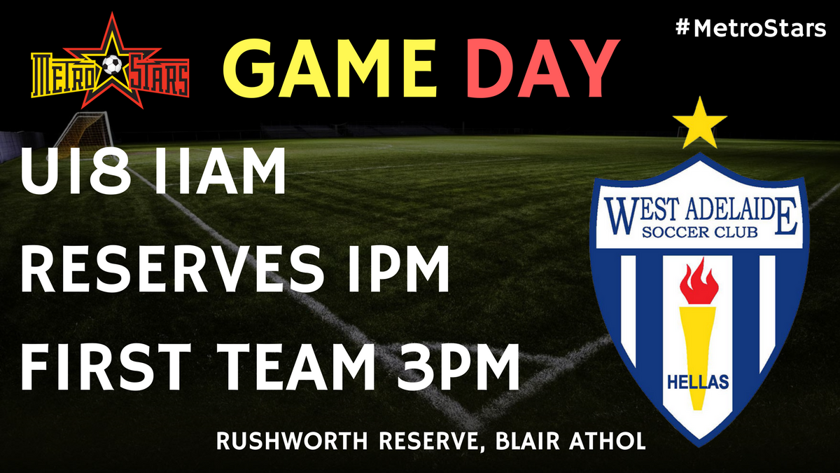 NE_MetroStars's tweet photo. 🔴 GAME DAY! 🔴
🆚 @WestAdelaideSC
⏰ 3PM
🏟 Rushworth Reserve, Blair Athol
📱 #MetroStars #WAvMS https://t.co/nt8OkUs7cJ