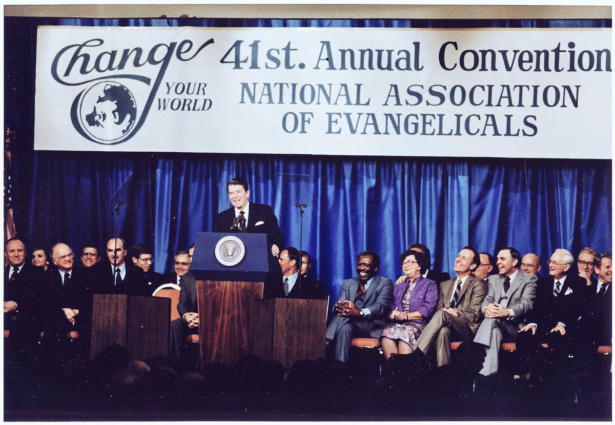 “Evangelical ministers, previously reluctant to lend their pulpits to political activists, launched a massive wave of activism in Southern pews in support of the Reagan campaign.“