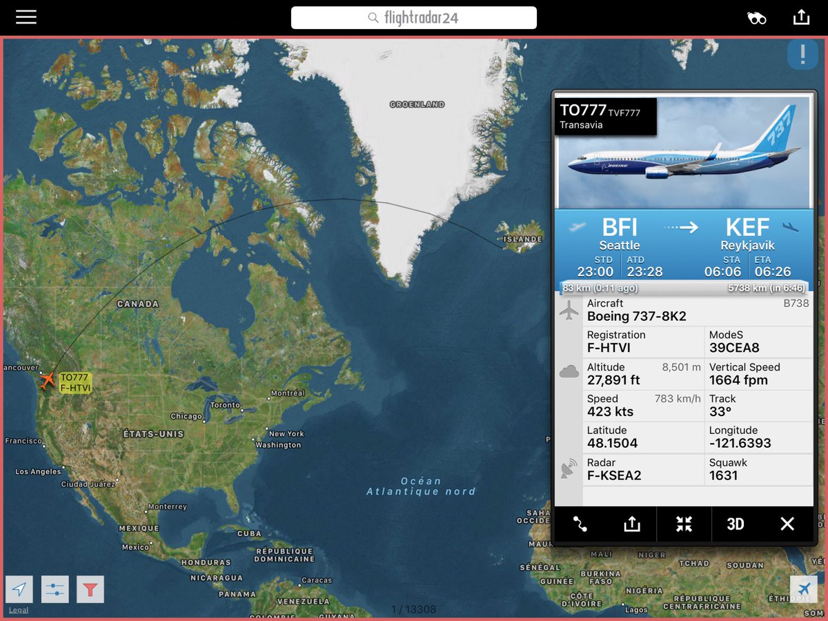 Le TVI est en route depuis BFI (Boeing Field). Il s’agit seulement de son 3ème vol !