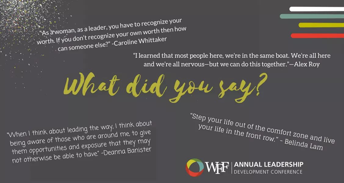 WFFHQ's tweet photo. You weren't the only one taking notes. We heard from both speakers and attendees who shared their words of wisdom. Here are just a few...

#WFFConf #WFFLeadTheWay #BreakThrough https://t.co/bBpPG31NJC