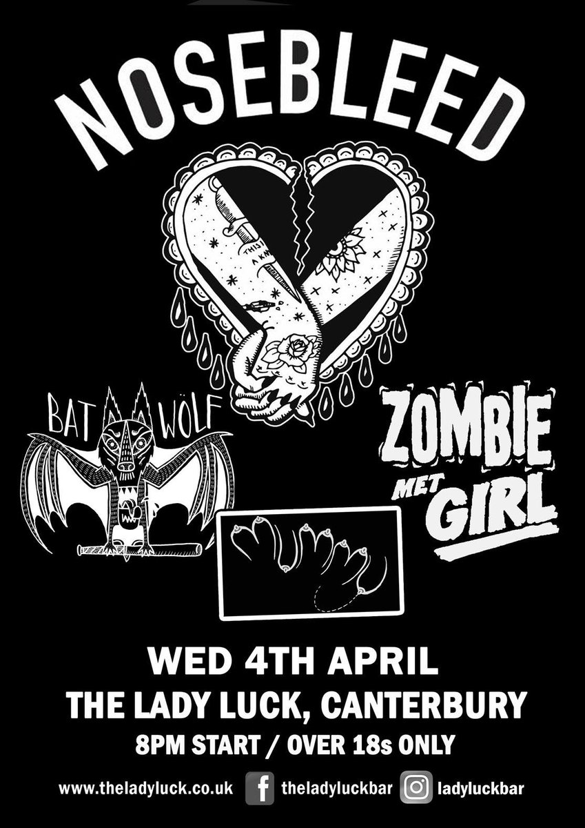 Wed 4th April at <a href="/TheLadyLuckBar/">Lady Luck</a> <a href="/nosebleed/">eeeee</a> #batwolf <a href="/weareyourmummy/">MUMMY</a> <a href="/zombiemetgirl/">zombiemetgirl</a> free entry