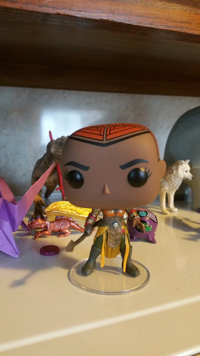 KatjaBookDragon's tweet photo. Its taken 3 weeks, but I finally have all the kick-ass women of Black Panther. Okoye was the hardest to hunt down. I can't wait to have them all together on Monday!! #BecauseIm5 #adultingwin https://t.co/fmzEuASpyq