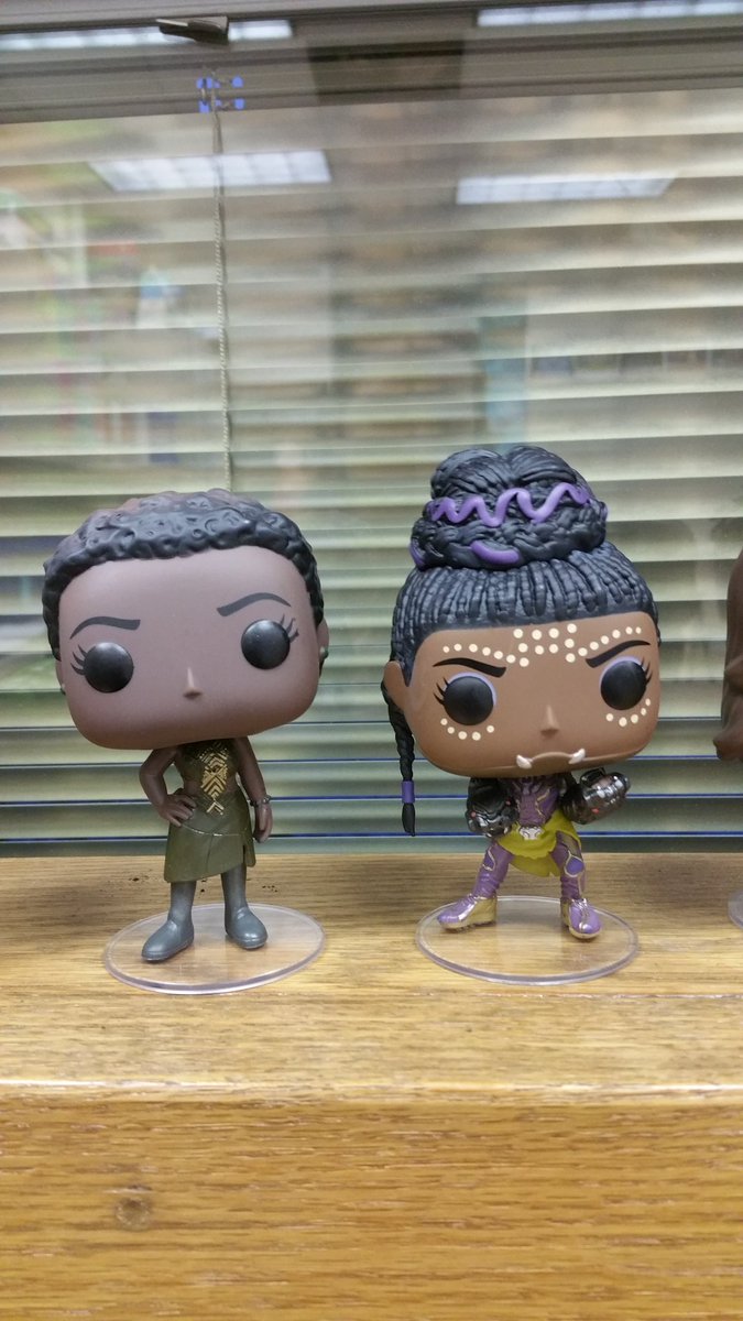 KatjaBookDragon's tweet photo. Its taken 3 weeks, but I finally have all the kick-ass women of Black Panther. Okoye was the hardest to hunt down. I can't wait to have them all together on Monday!! #BecauseIm5 #adultingwin https://t.co/fmzEuASpyq