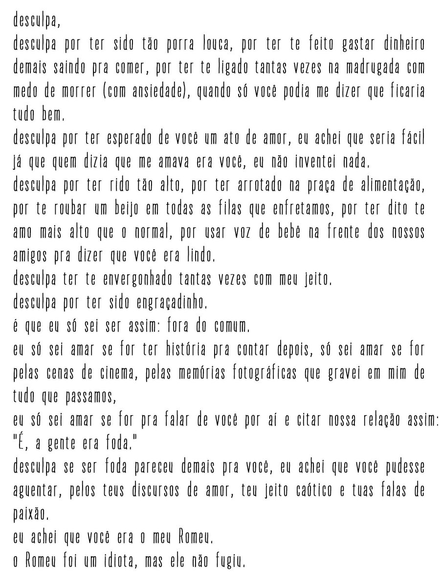 bentinho on X: carta número 4: me desculpa por sofrer mais do que devia,  você nem merece todo esse meu sofrimento. desculpa por querer te ligar todo  dia, por ficar sofrendo pelas